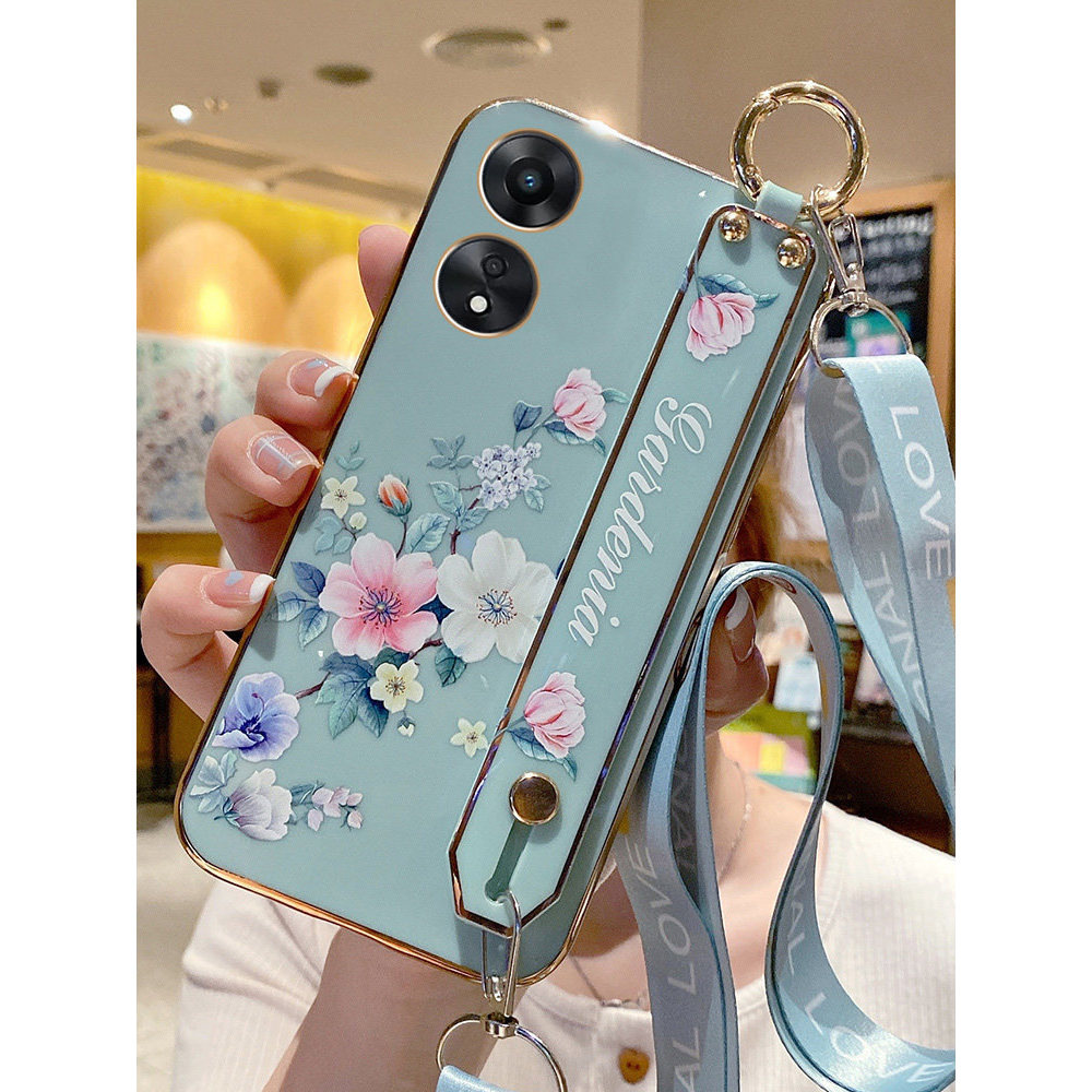 Adequado para oppoA58x Capa de telefone oppo A58 Capa de Silicone 5G Pequeno influenciador fresco Pulseira de flor liter