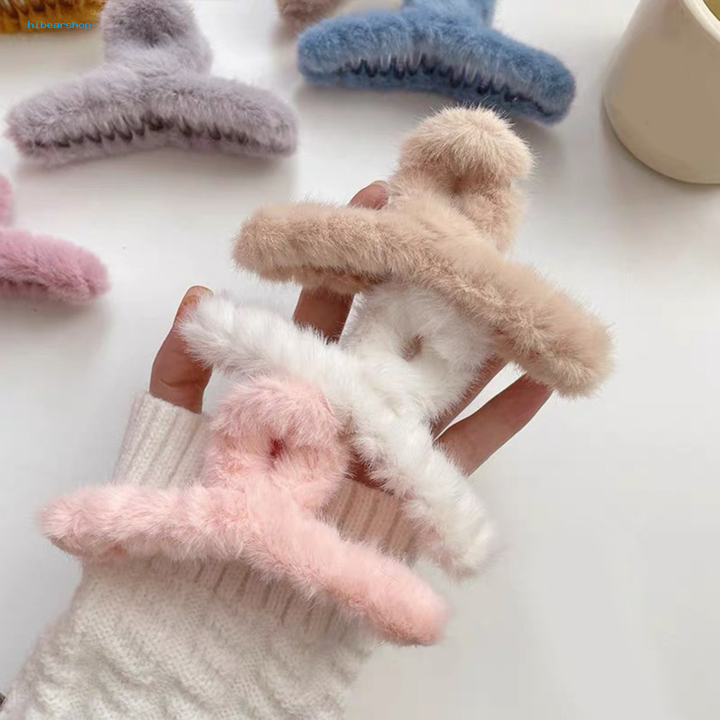 Hair Claw Grip Elastic Plush Clip for Strong and Styling Large Shower Clamp Tool for Women Decorative Back Head Accessor