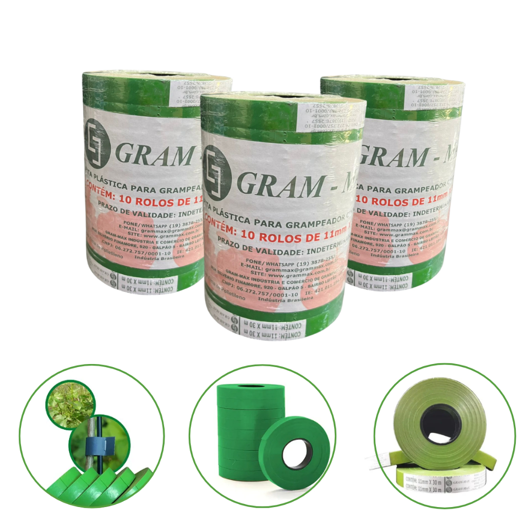 Kit 3 Unidades Fita Verde Grampear Alceador Verduras Gram Max