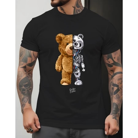 Camiseta Masculina Urso Cyborg Diverse Estilos Street Wear Camisa Manfinity