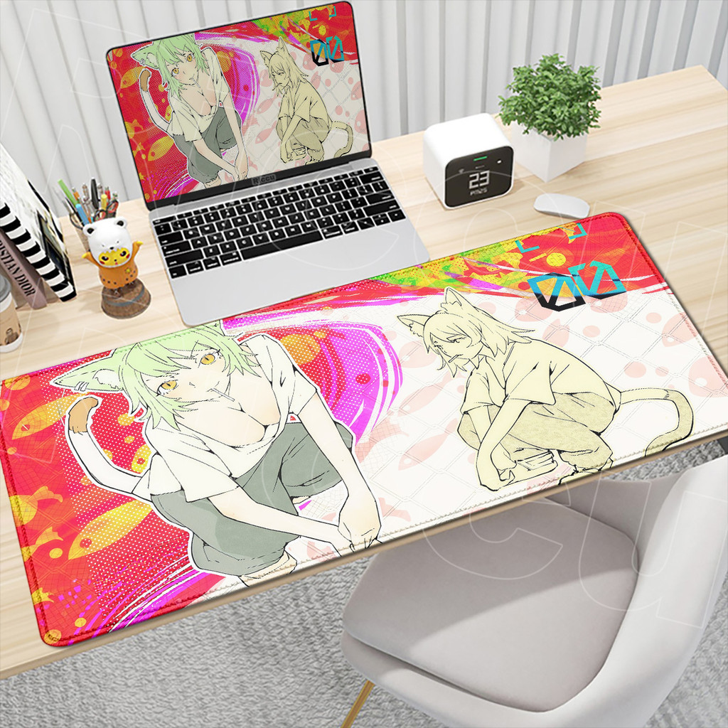 XXL Notebook Tapetes De Teclado De Borracha Computador Gamer Gabinete Tapete Chainsmoker Gato Impressão HD Anime Mouse P