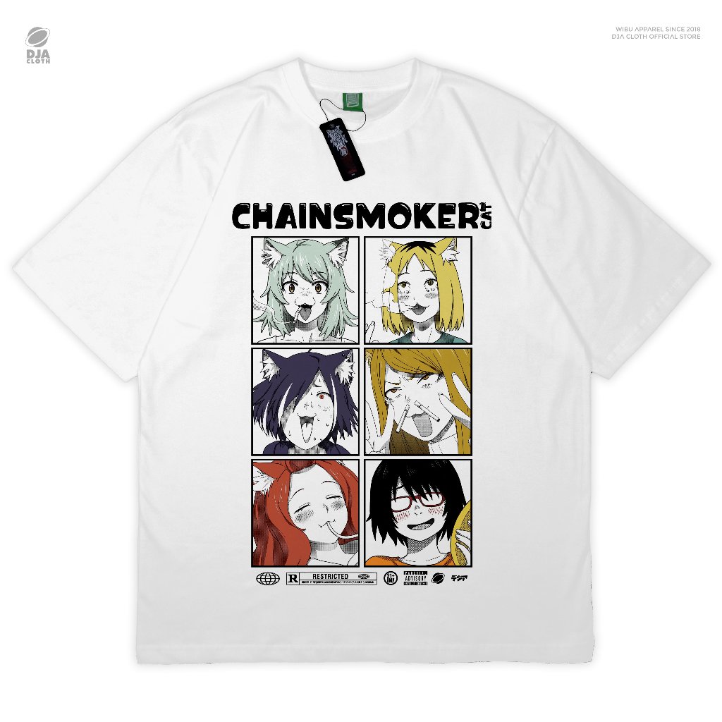 DJA Chainsmoker Cat Apartment Personagem Camiseta Anime Manga Roupas