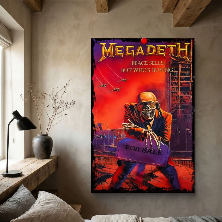 Quadro Megadeth Peace Sells MDF 110x70cm Banda Thrash Metal Decorativo