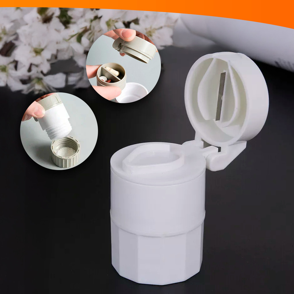 Porta Comprimidos Compacto Com Amassador, Cortador e Compartimentos Duplos Kolling sell