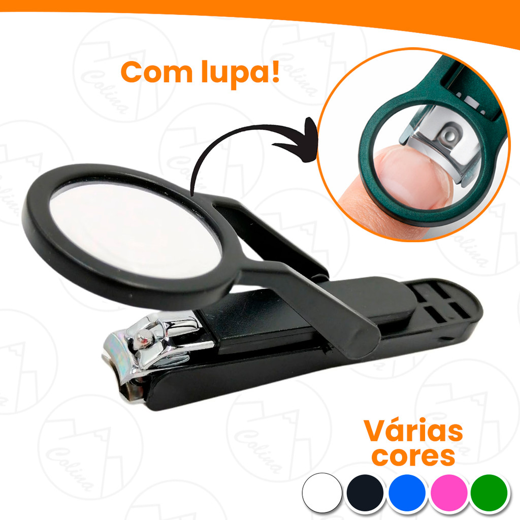 Alicate Cortador de Unha Inox com Lupa Aumenta Visão Manicure Idosos Precisão Máxima Kolling Sell