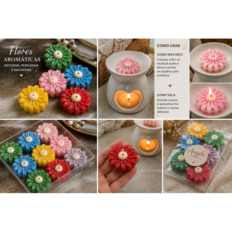 Flores Aromáticas de Cera para Aromatizador | Wax Melts Premium | Angele Candle
