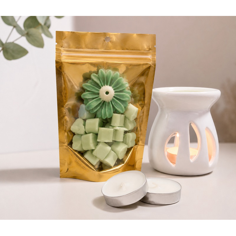 Kit Aromatizador de Ambiente | Rechaud Cerâmico + Wax Melts Artesanal + 2 Velas Rechaud | Angele Candle