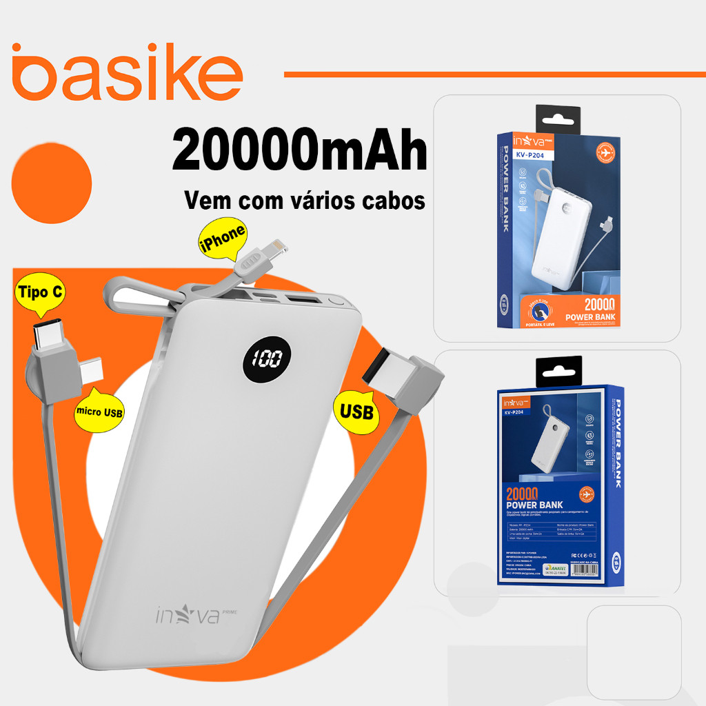 Inova Carregador Portátil 20000mah Power Bank carregador de pilha Usando iPhone Samsung e Android