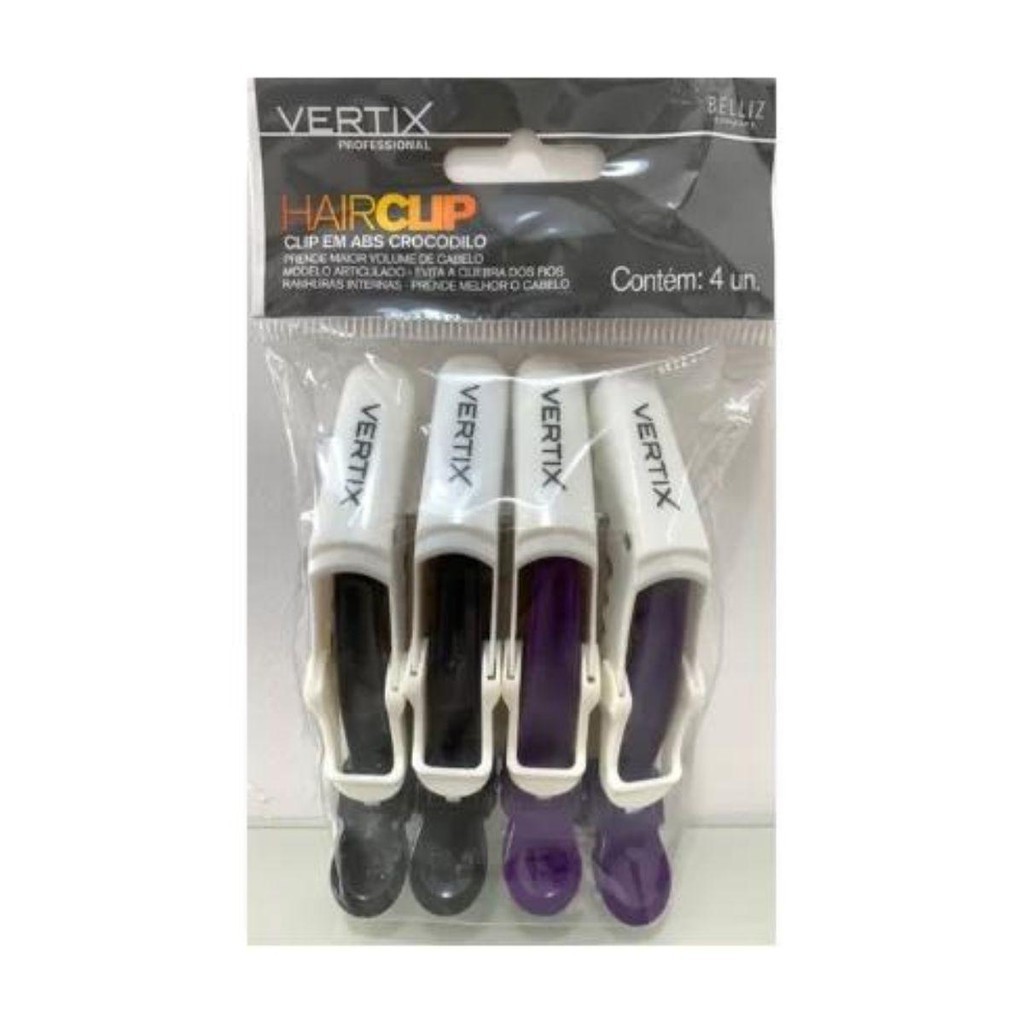 CLIPS DE CABELO BELLIZ VERTIX HAIR CLIP ABS CROCODILO C/4 REF. 3033
