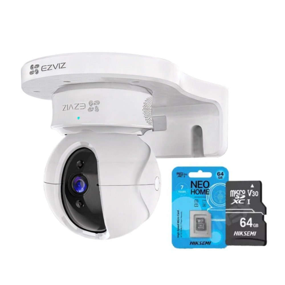 KIT Câmera Wi-Fi Ezviz C6N FHD 2MP + Suporte + Cartão 64gb