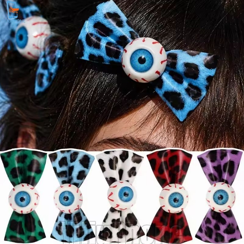 [Bless] 5-1Pc Grampo De Cabelo Com Estampa De Leopardo E Mau Olhado-Chapéu De Halloween-De Globo Ocular Simulado-Presilh