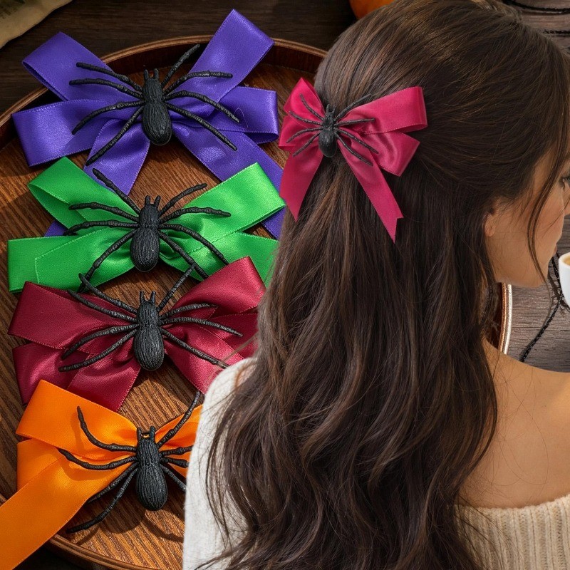 4-1Pc Grampo De Cabelo Com Laço De Aranha De Halloween-Acessórios Para De Festa-Chapéu Clipe De Franja Lateral Gótica-Im