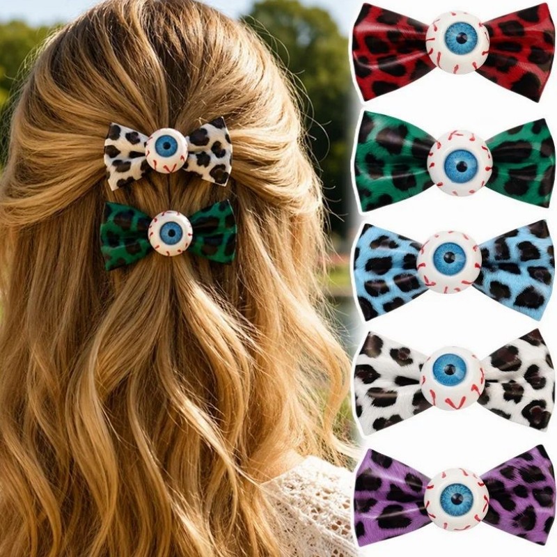 5-1Pc Grampo De Cabelo Com Estampa De Leopardo E Mau Olhado-Presilhas De Subcultura Harajuku-Chapéu De Halloween-Bico De
