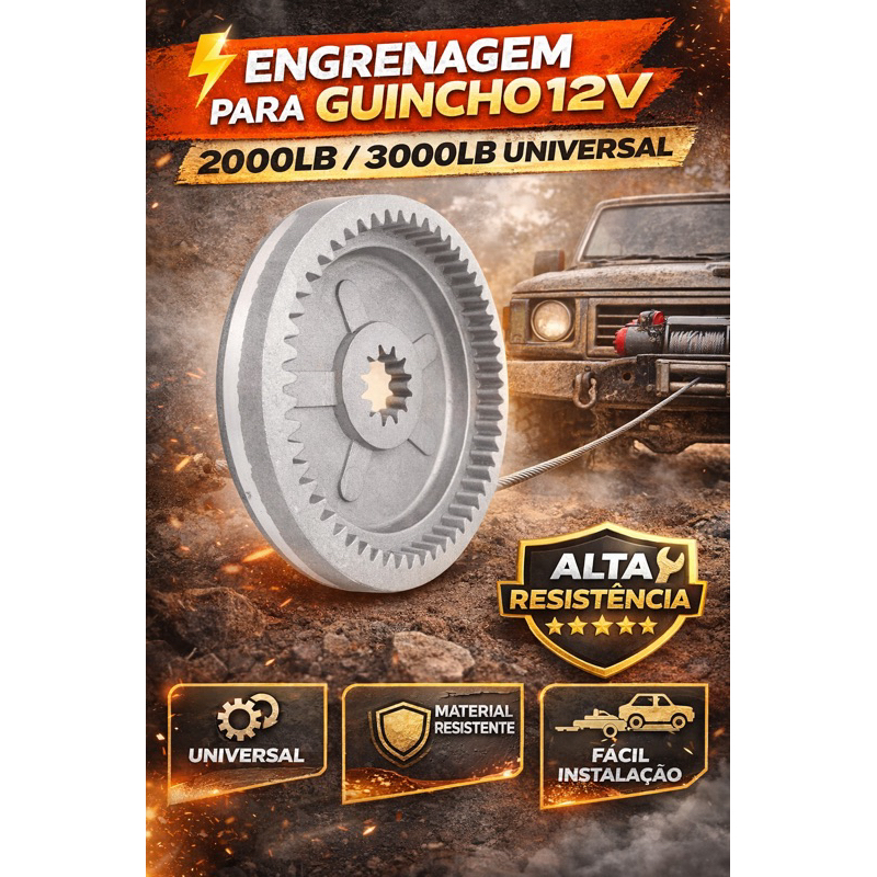 Engrenagem Interna Guincho Elétrico 12V 2000LB 3000LB Universal Reposição Alta Resistência Compatível Nagano Trato