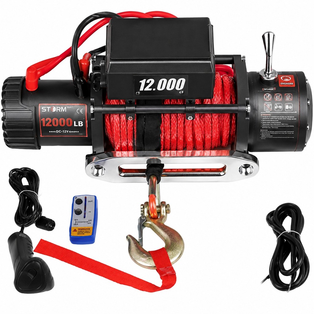 Guincho Elétrico 12000 lbs Cabo de Kevlar c/ 2 Controles - Vermelho
