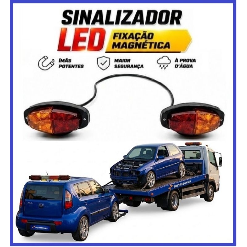 Sinalizador de Led para guinchos Fixação Magnética.