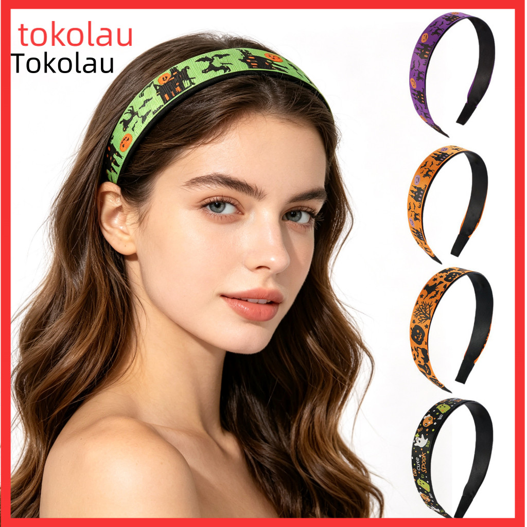 Elastic Headband for Girls Bat Theme Hair Hoop Halloween for Women and – Comfortable Wide Non-slip Hairband with Pumpk