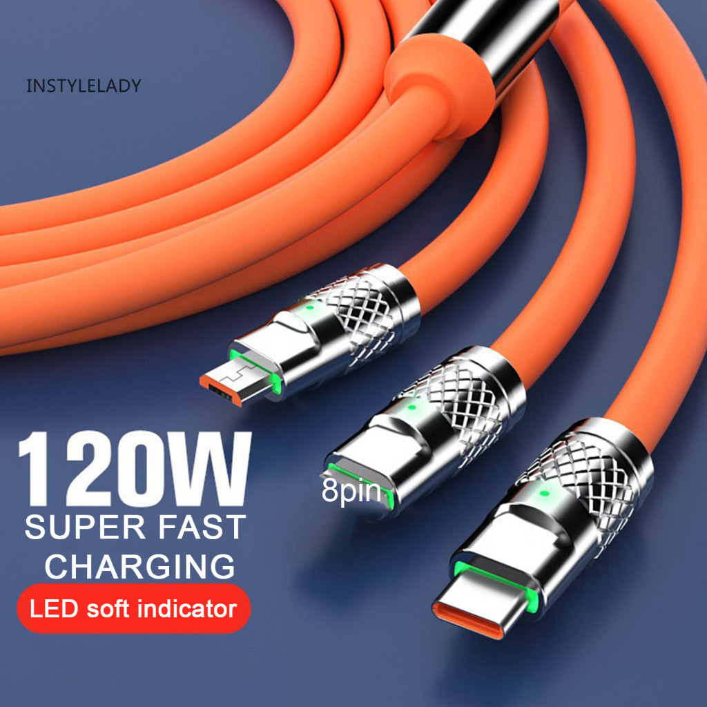 Cabo 3 Em 1 Para Carregador De Dados Tipo c instylelady Linha De Telefone Móvel 120w Carregamento Rápido Ios Android/micro Interface Carro Acessórios Do Sudeste