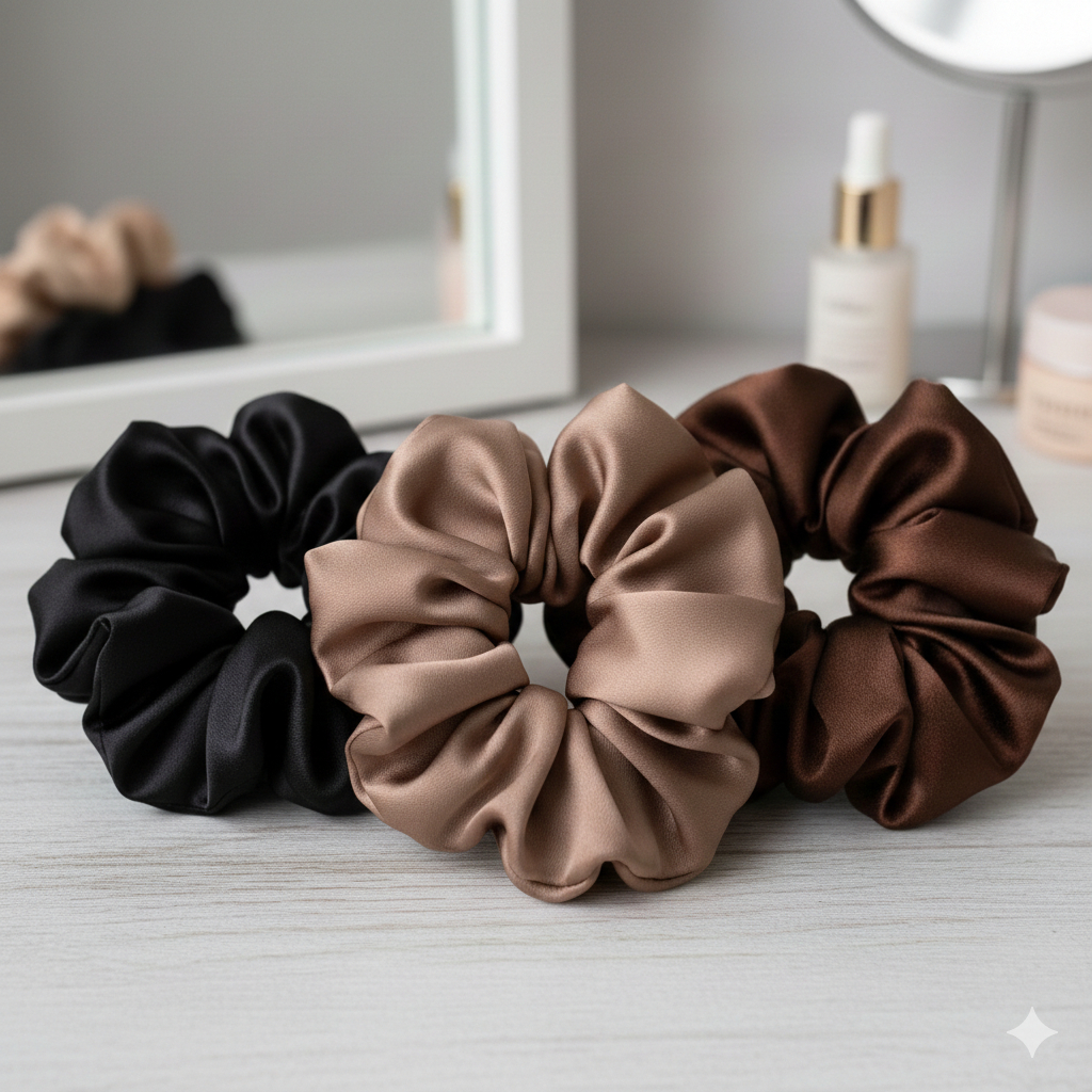 Xuxinha Jumbo em Cetim – Conforto e Estilo para seus Penteados! (preto, marrom, mude)