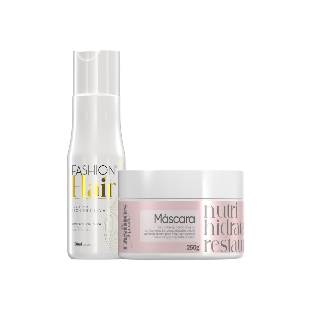 Kit Escova Progressiva 150ml Fashion Hair Linha Gold + Máscara Hidratação 250g
