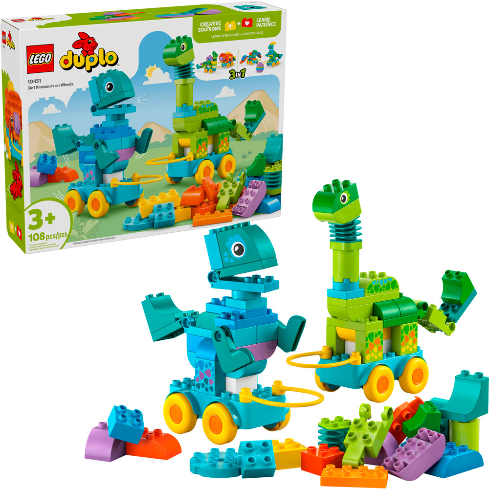 Lego Duplo Dinossauros 3 em 1 Sobre Rodas 10451 com 108pcs