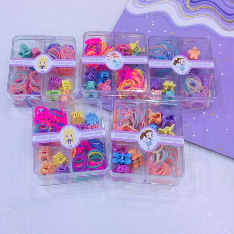 conjunto 108 pçs mini piranha e xuxinha de cabelo