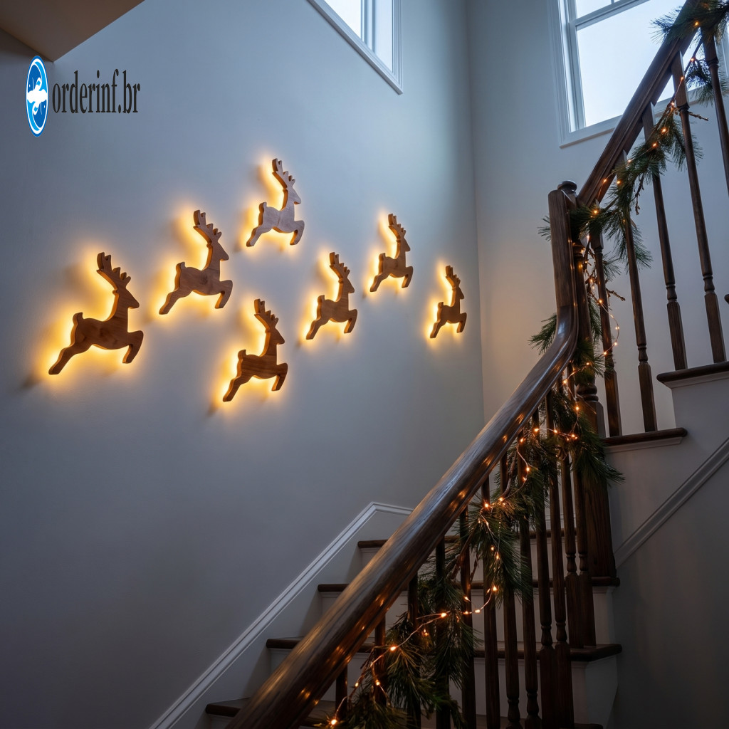Holiday Party Wall Backdrop Battery Operated Christmas Lights Led Reindeer Decoration 3d Wooden Light-up Silhouette Warm