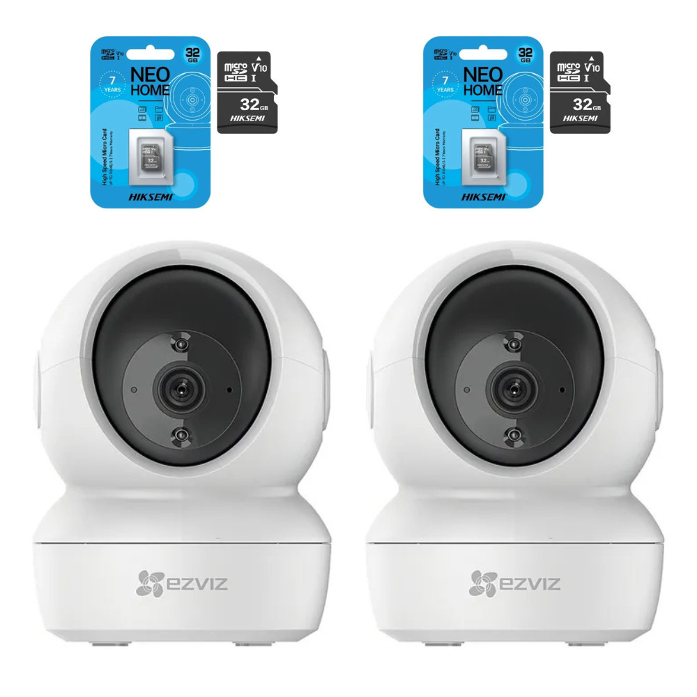 KIT 2 Câmera segurança WiFi Ezviz C6N FHD 2MP+ 2 Cartão 32gb