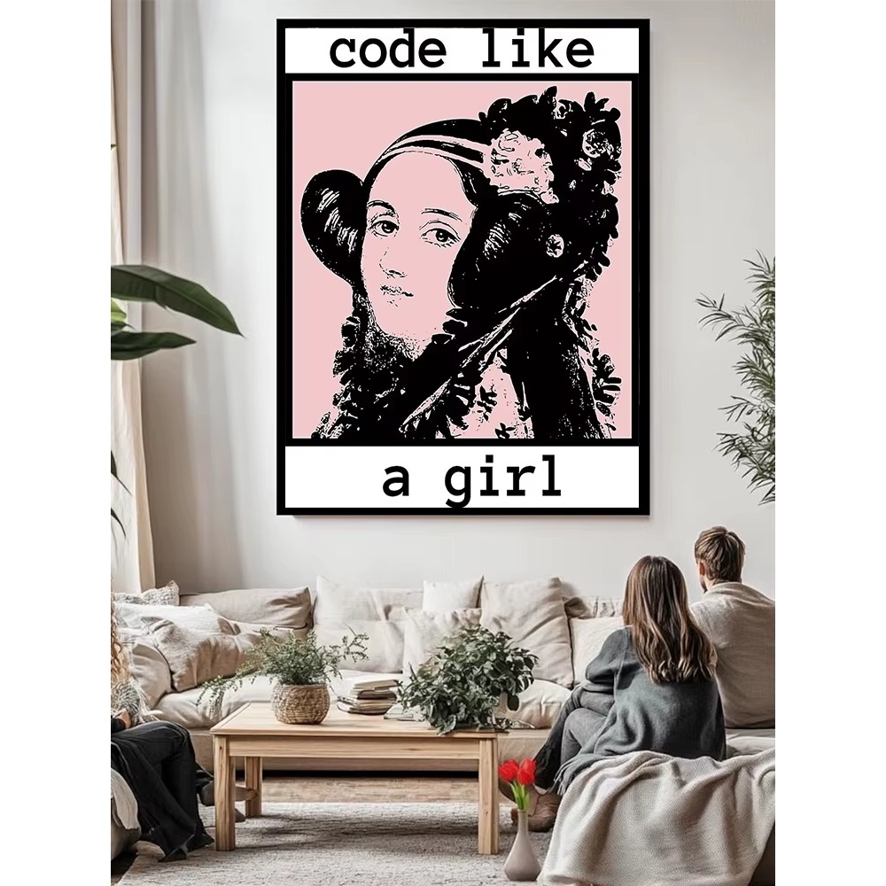 Quadro decorativo code like a girl estilo moderno (1 peça)