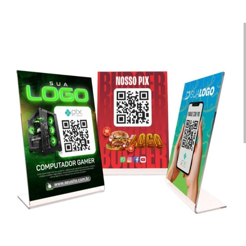 Display PIX Personalizado com QR Code para Pagamentos Rápidos em Acrílico