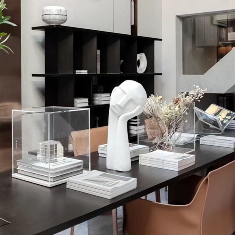 AKVW Soft furnishing sample room, living room, designer-style white sculpture of a tilted head, home decor, tabletop orn