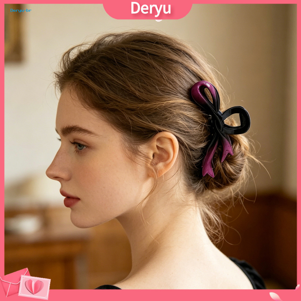 Double-ring Bow Hair Clip Colorful Clips Back Head Claw for Thick Long Widened Lengthened Anti-slip Teeth Strong Hold Bo