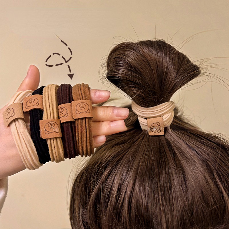 5Pcs High Elastic Head Ring De Borracha Cabeça De Corda De Cabelo Cabeleireiro Scrunchies