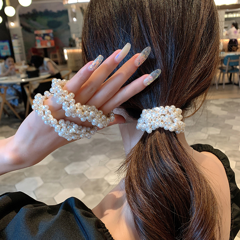 pearl hair accessories large intestine hair ring ins super fairy net red head rope temperament tie hair rope female