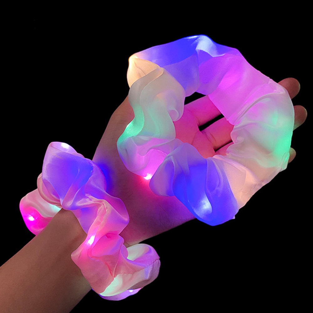 LED Embroidered Large Intestine Hair Ring/Korean Mesh Head Band/ Elastic Lace Scrunchie