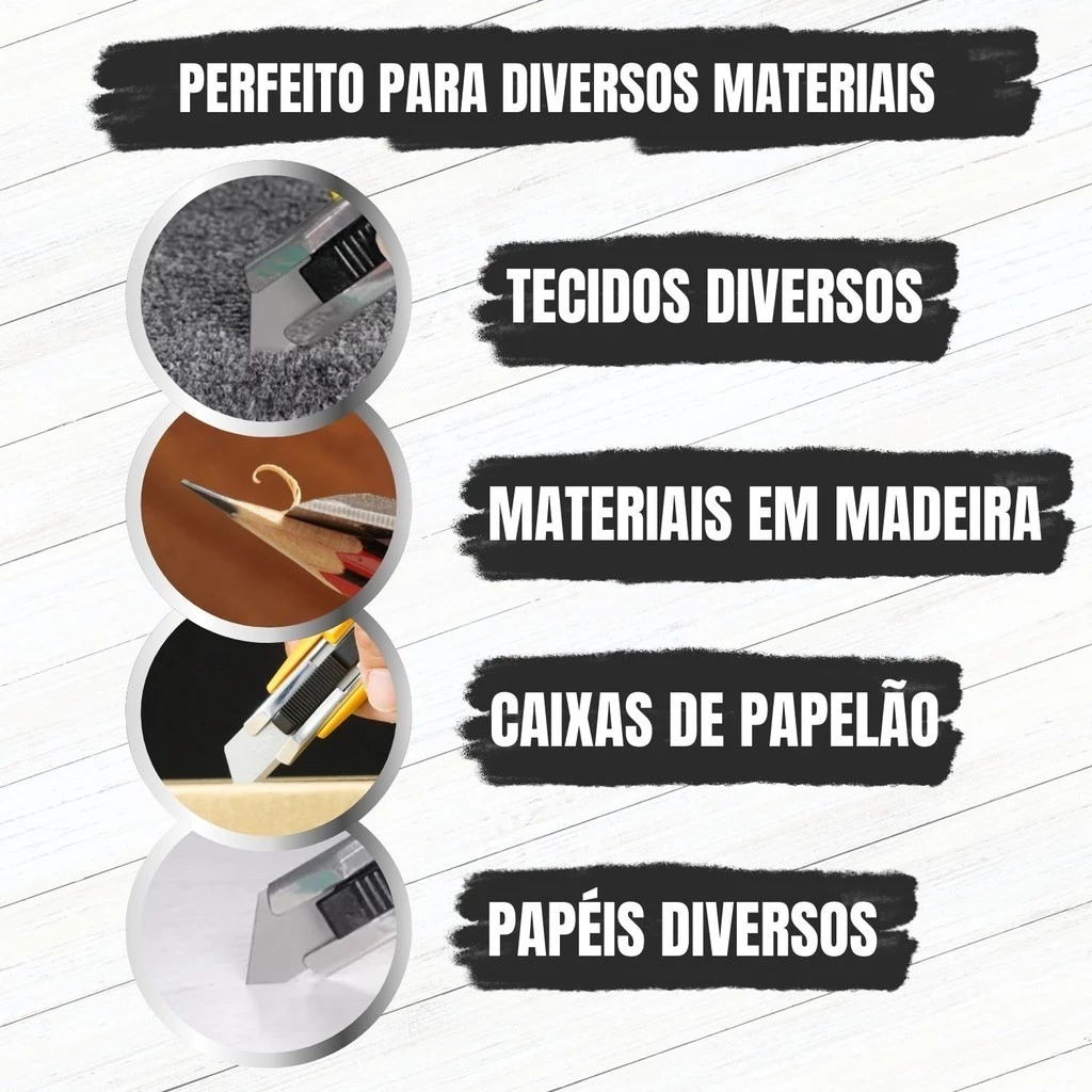 Kit Jogo Lâmina Trapezoidal Estilete Auto Retrátil 10/50 Unidades Profissional