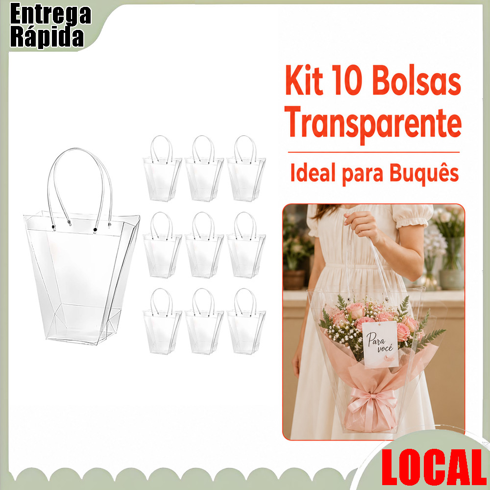 Sacola de buquê Trapezoidal transparente transparente, alta transparente, à prova d'água, saco de embalagem de flores, l