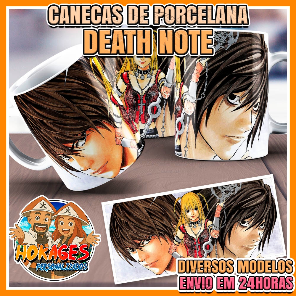 Caneca Death Note 325ml • Light, L, Ryuk, Frases Icônicas e Estilo Gótico • Caneca Geek Anime