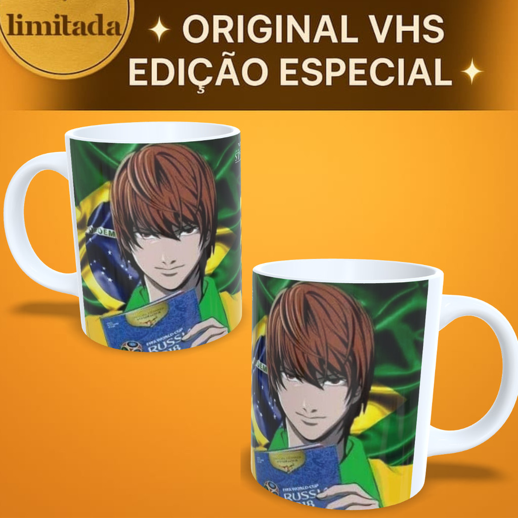 Caneca Light Yagami Brasil Torcedor Death Note Presente Geek Anime Exclusivo Copa 2026