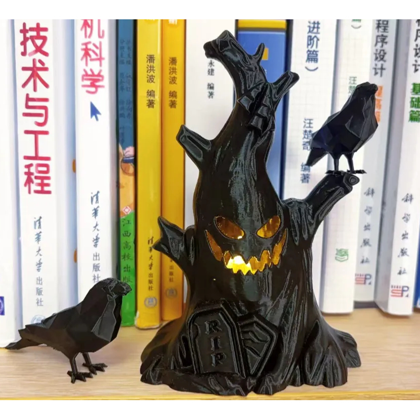 Escultura de Árvore Sombria com Corvos (compatível com Tea Light) - Decoração Casa Sombrio Halloween