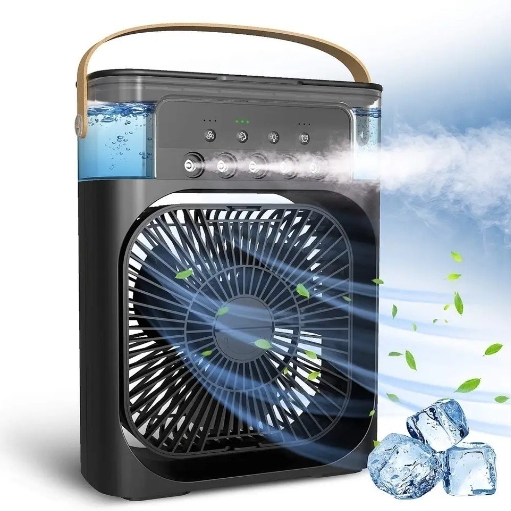 Refrigerador De Ar Ventilador Umidificador Ar Condicionado Portátil LED USB Recarregavel