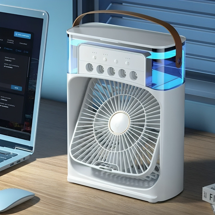 Refrigerador De Ar Ventilador Umidificador Portátil Com Led Reservatório De Água Usb