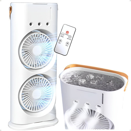 Ventilador Climatizador Duplo Portátil Giratório De Mesa 37.5 Cm 10 W Branco 5v - 2.0a Branca Plástico 6