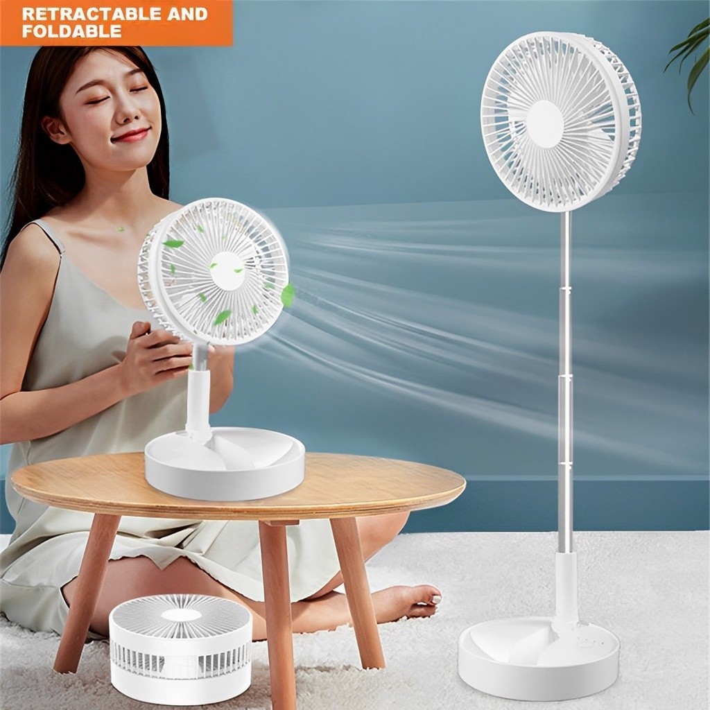 Ventilador Dobrável Portátil Piso Retrátil Usb Ajustável Para Escritório Ar Livre Forte Silencioso