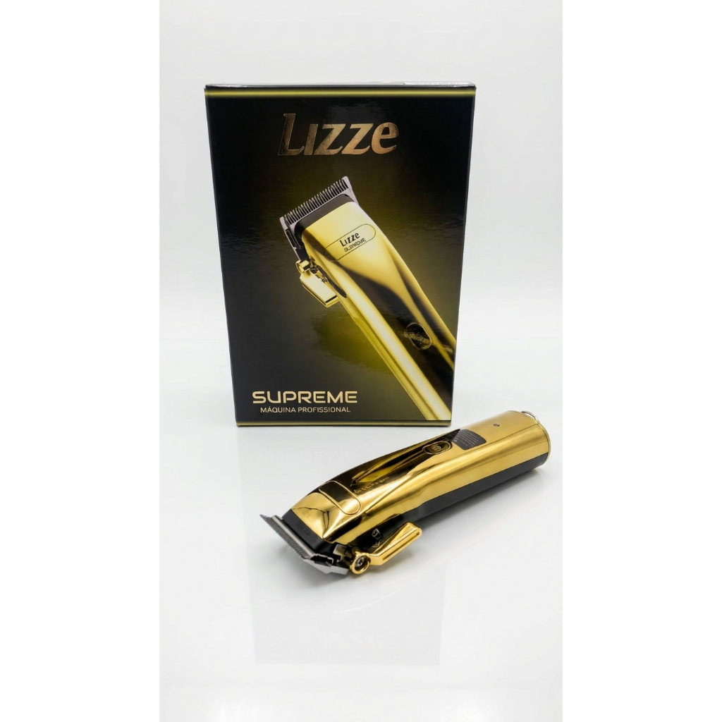 Máquina de Corte Lizze Supreme 9000 RPM Bivolt Sem Fio - Corte 20% Mais Rápido - Lâmina Taper com Catraca - 8 Pentes