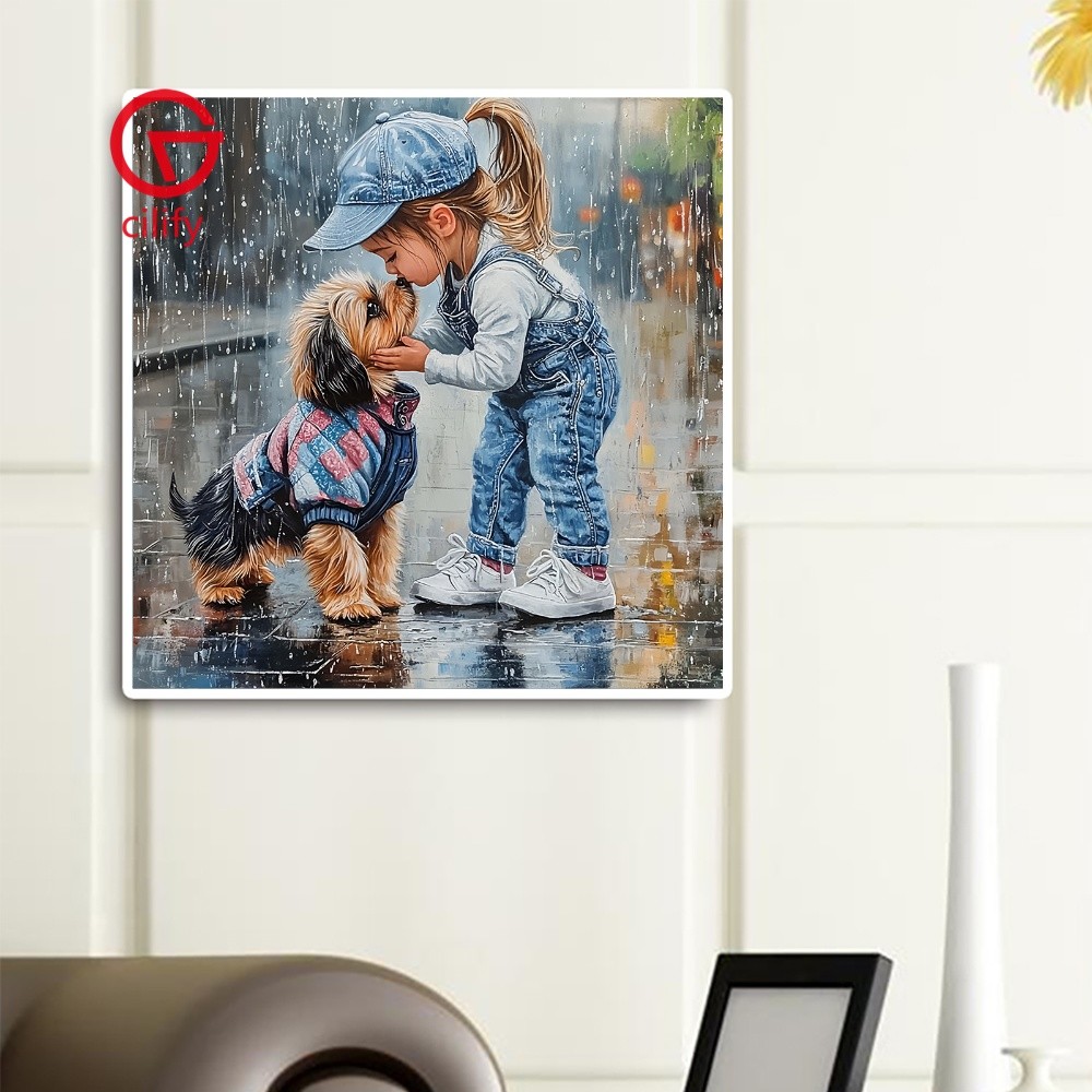 Menina Cachorro 5D Diamond Art Painting Kits Para Decoração De Parede De Casa 40x40cm