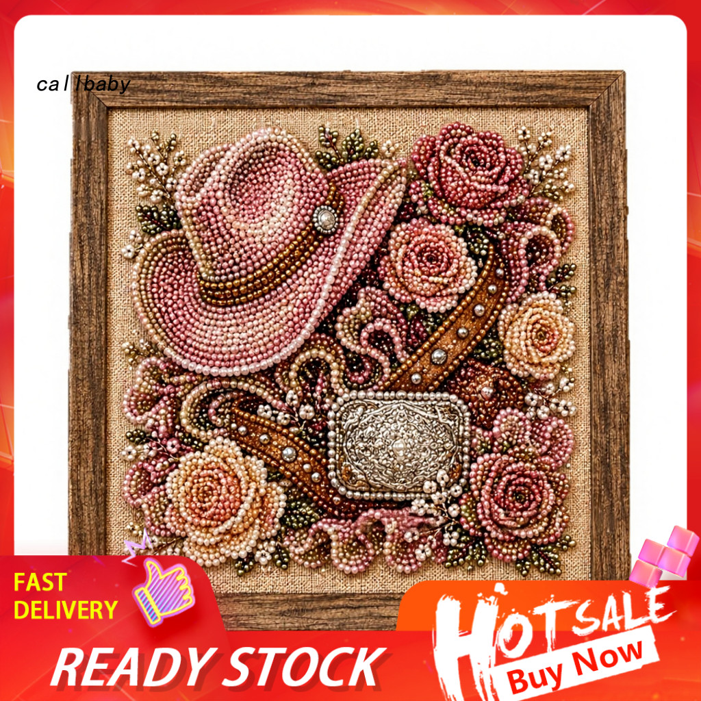 Western Wall Art Decor Faux Pearl Painting Kit for Adults Charm Diy Cowboy Hat Craft Rustic Farmhouse for Home