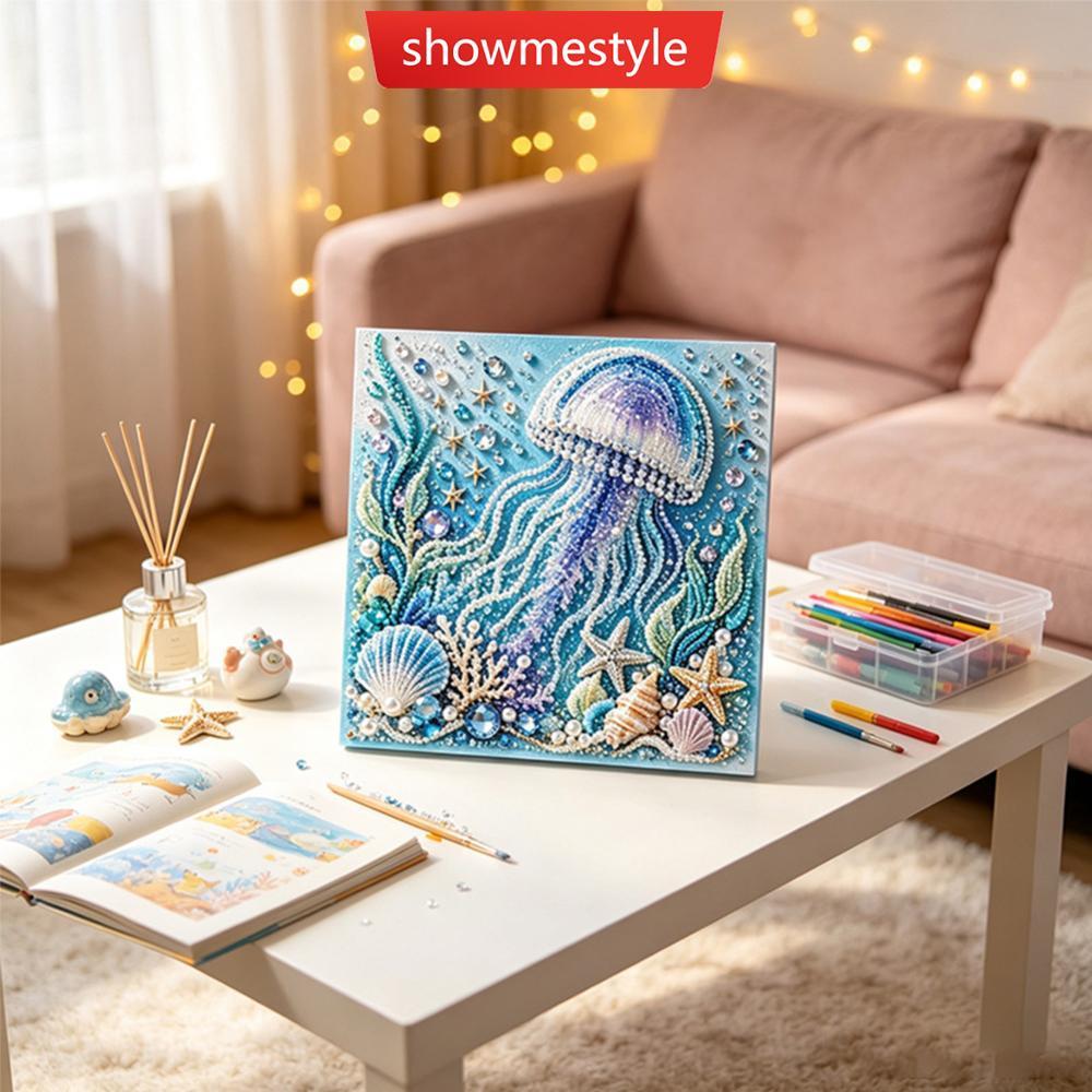 SMS Ocean Theme 3D Pearl Painting Kit 20x20cm Emoldurado DIY Art Set Tartaruga Marinha Medusa Polvo Decoração De Parede