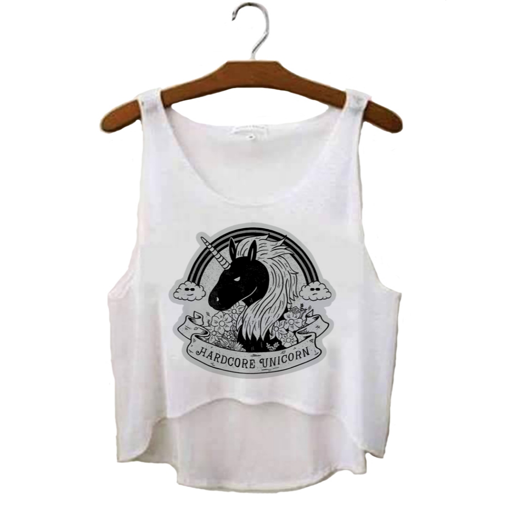 Cropped Hardcore Unicorn || Regata Tshirt Tumblr Aesthetic Pinterest