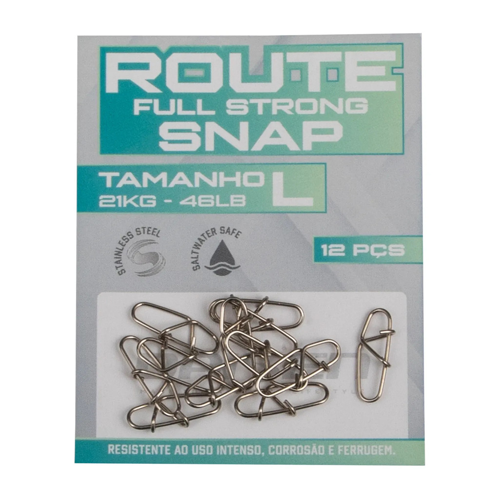 Snap Pesca Engate Rápido Daisen ROUTE Full Strong 12un Aço Inox Isca Artificial Robalo Traira Tucunare
